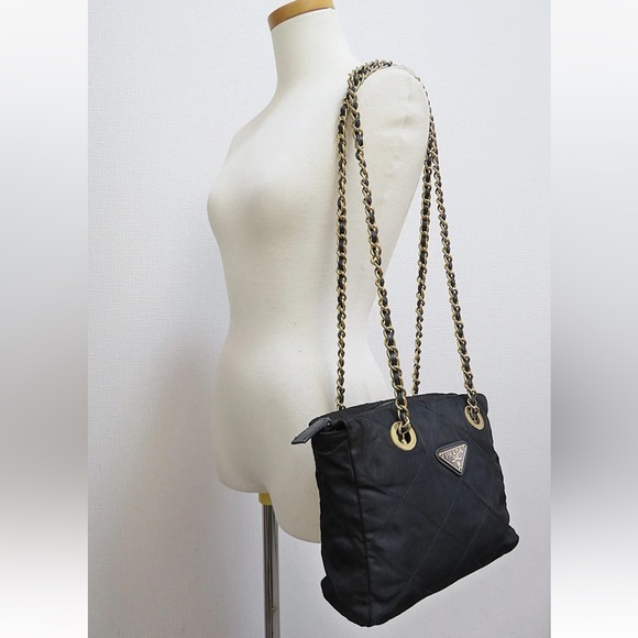 Prada Chain Tote Nylon Shoulder Bag Original Vintage 1995 version - Picture 2 of 16